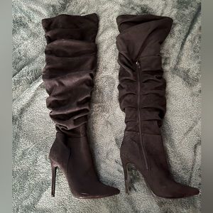 Thigh high heeled boots